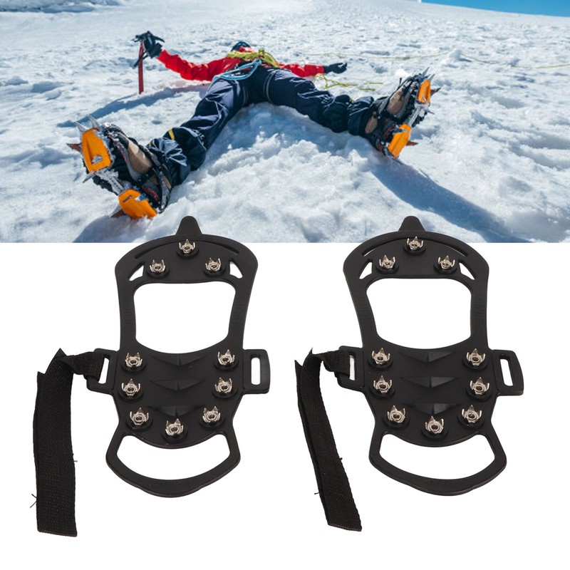 1pair Ice Cleats 10 Teeth Rubber Stainless Steel Foldable Anti
