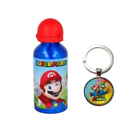 OM SUPPLIES Super Characters Aluminium Sports Bottle 400ml - Holiday, Back to School Water Drinking Kids Lunch Children Includes Keychain (Super)