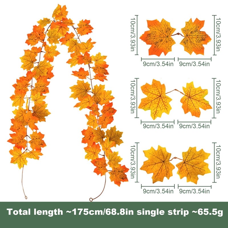 Autumn Maple Leaf Garland - 1 Pack 5.8 Ft Maple