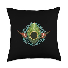 Angel Fishing, lustige Sprüche Green carp Floats in Water for Men, Women, Children Throw Pillow, 18x18, Multicolor