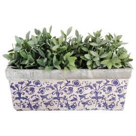 Esschert Design USA Ceramic Balcony Planter-Blue/White