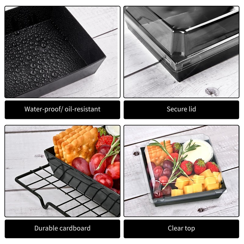 Ocmoiy Small Charcuterie Boxes with Clear Lids, To Go Paper