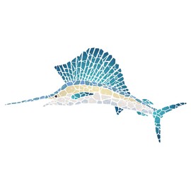 Marlin Stencil, 15 x 8 inch (L) - Mosaic Fish Sailfish Stencils by CRAFT KREATIVELY