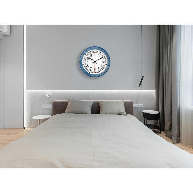 JENLYSTIME 12 Inch Retro Wall Clock,Classic Day of The Week