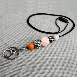 3PCS Teacher Breakaway Lanyards for Id Badges and Keys, Beaded Cute Badge Lanyards for Women Soft Nurse Necklace Boho Lanyards Fashion Silicone Wood Bead Lanyard