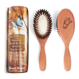 Pure Wild Boar Bristle Wood Pin Hairbrush – Handmade Styling Brush for Fine,Thin Hair, Soft Cushion, Wood Pin, Gentle on Sensitive Scalps Premium Hair Smoothing Brush, Made in Germany's Black Forest