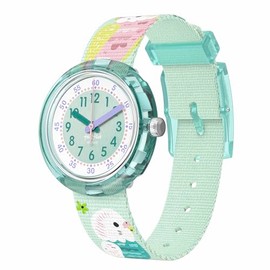Flik Flak Unisex Kids Watch Casual Green Bio-sourced Quartz Happy Budgies