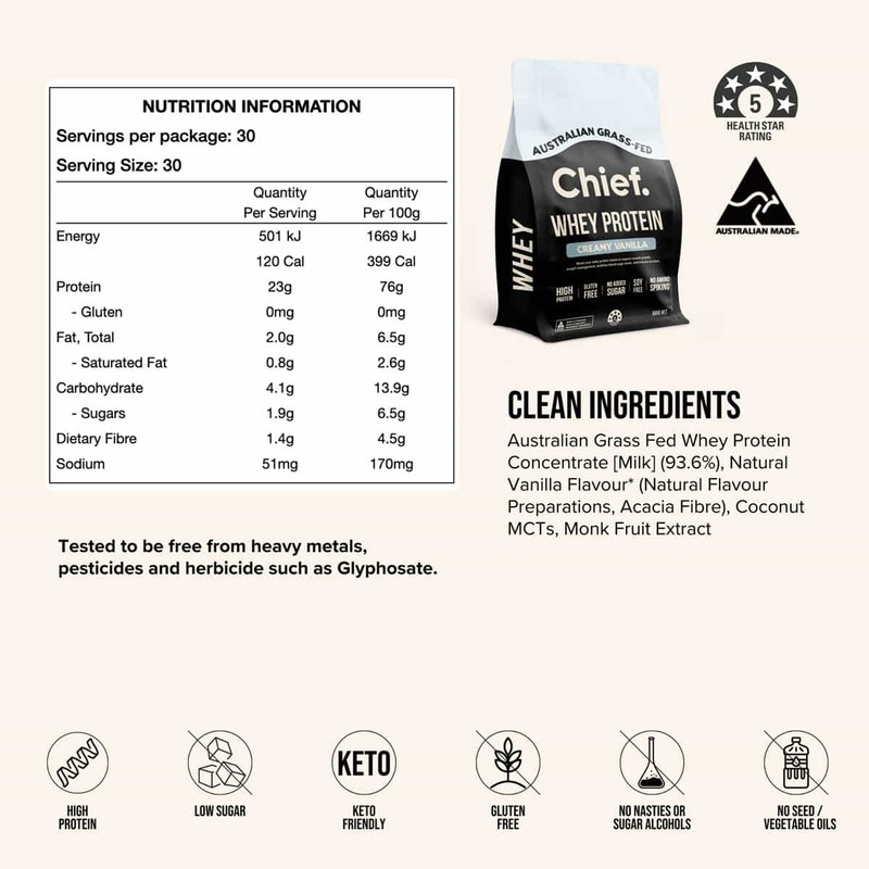 Chief Whey Protein - Creamy Vanilla, 900g