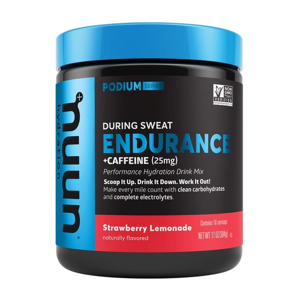 Nuun Hydration Endurance | Workout Support | Electrolytes & Carbohydrates (Strawberry Lemonade, 16 Servings - Canister)