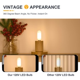 Frosted E12 LED Bulbs 40W Equivalent- 4W Antique Dimmable Candle Base Tubular LED Bulb- 2700K Soft Warm- T6 Vintage Tube Candelabra Lightbulbs for Chandelier, Pandent Lamp, Wall Sconce- 6 Count