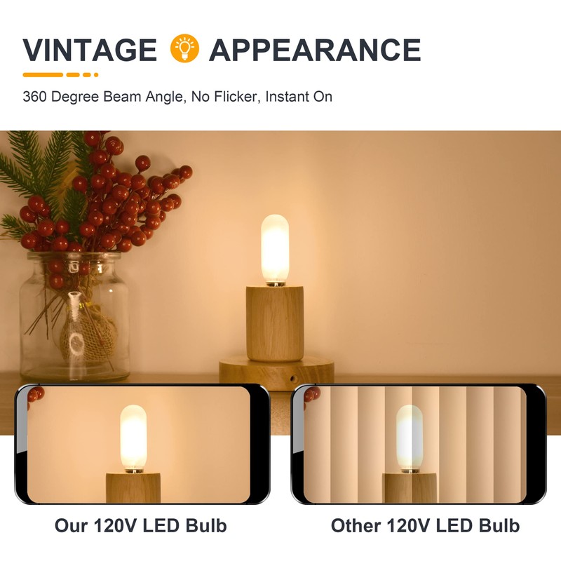Frosted E12 LED Bulbs 40W Equivalent- 4W Antique Dimmable Candle