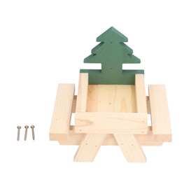 Squirrel Picnic Table Wooden Funny Squirrel Feeder with Corn Cob Holder for Outdoor