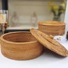 Rattan Basket With Lid, Lidded Wicker Storage Basket for Organizing,