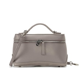 Herald Small Crossbody Bag for Women, Quiet Luxury Trendy Square Box Pouch Top-Handle Handbag with Detachable Strap (Grey)