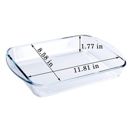 GenericJINCHENGYU 2.6QT Clear Rectangular Tempered Glass Baking Dish, Glass Casserole Pan Bakeware for Oven, Refrigerator, Dishwasher Safe