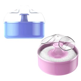 2 Borlas De Talco Para Bebé Con Caja De Almacenamiento Borla Para Polvos Corporales Y Faciales Aplicadores Suaves Con Mango Para Piel Sensible 3.54 X 