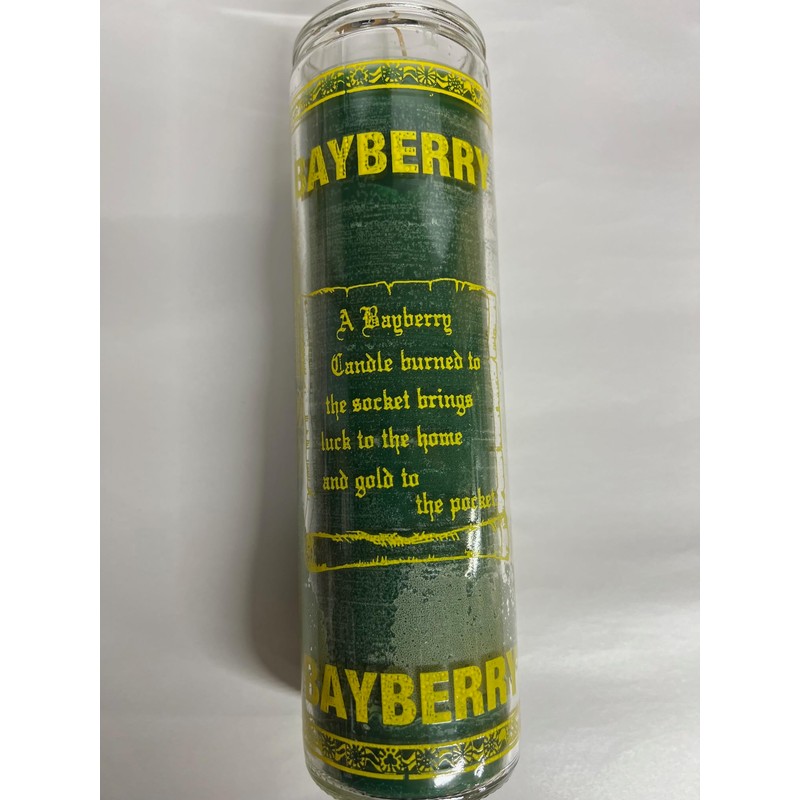 Bayberry Scented Green Pillar Candle in Glass