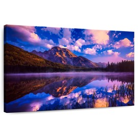 ElephantStock - Purple Spring In Grand Teton Wall Art - Horizontal Canvas Wall Art - Living Room Wall Decor - Photography Nature Canvas Art - Blue And Purple Decor - 30" x 20"