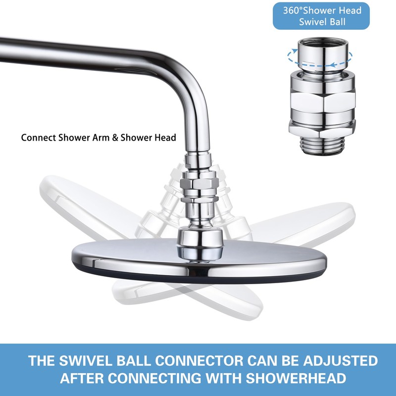Enoughmen Adjustable Shower Head Connector – 360° Swivel Shower Arm