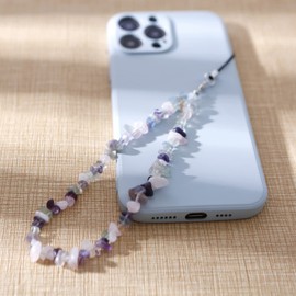 2 Pcs Phone Charms Phone Chain Strap Cell Phone Lanyard Wrist Strap Natural Gem Stone Charms for Phone AirPods Women Girls(8)