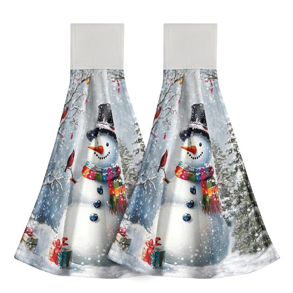 Giwawa 2PCs Snowman Kitchen Hanging Towel Christmas Winter Snow Trees