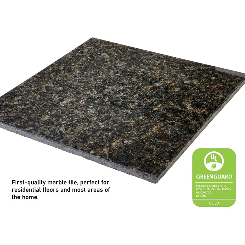 12x12 Ubatuba Black Gold Dark Green Speckled Polished Granite Floor