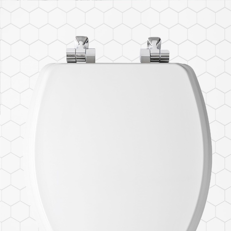 Mayfair Bennett Toilet Seat with Brushed Nickel Hinges, Slow Close