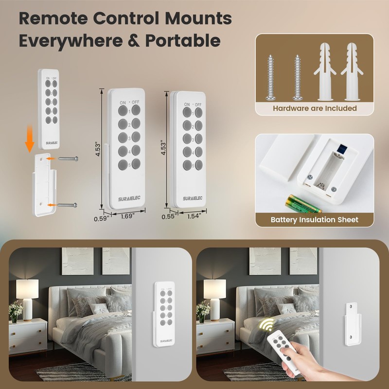 SURAIELEC Wireless Remote Control Outlet Switch Kit - 5 Outlets