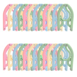 16 x Foldable Hangers with Non-Slip Surface in Four Colours, Foldable Plastic Hangers, Space-saving for Home, Hotel, Travel, Camping (4 Colours)