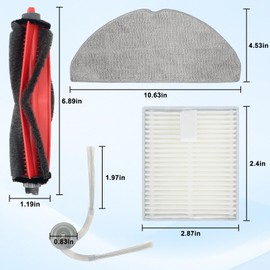 BEBEMOR Q7 M5 Replacement Parts for Roborock Q7 M5+, L5/L5+Series Robot Vacuum Accessories，2 Main Brush+4 Filter+4 Mop Pads+6 Side Brush,1 Clean Tool,1 Screwdriver 18PCS