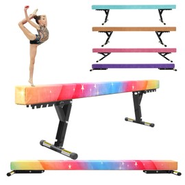 FINCOME Adjustable Balance Beam 8ft Rainbow, High and Lower Floor Beam Gymnastics Equipment for Kids Children, Gymnastics Beam with Legs for Home, Professional Training, Gymnastic Club Use