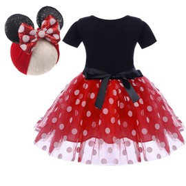 Red Polka Birthday Outfit & Mouse Ears Headwrap for Infant & Baby Girls - 12 Months