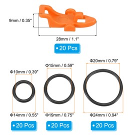 PATIKIL Fishing Hook Keeper, 20 Pack Plastic Fish Lure Bait Holder Accessories with 3 Size Rubber Rings for Fishing Rod Pole, Orange
