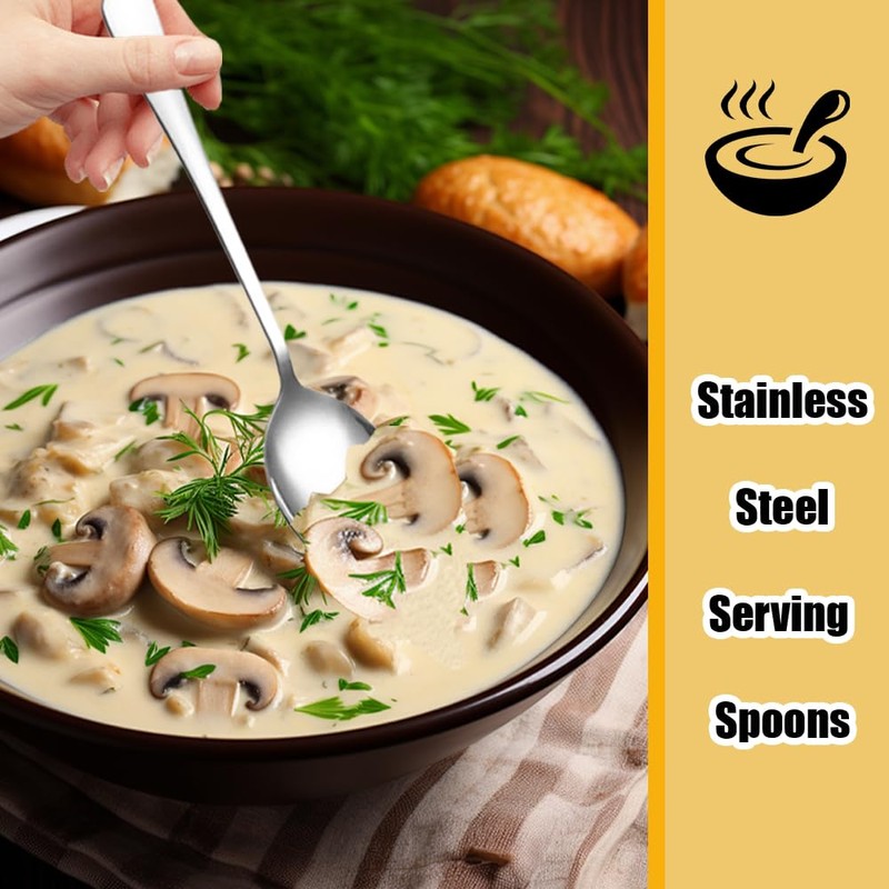 2 PCS Serving Spoons Set Stainless Steel Slotted Spoon Long