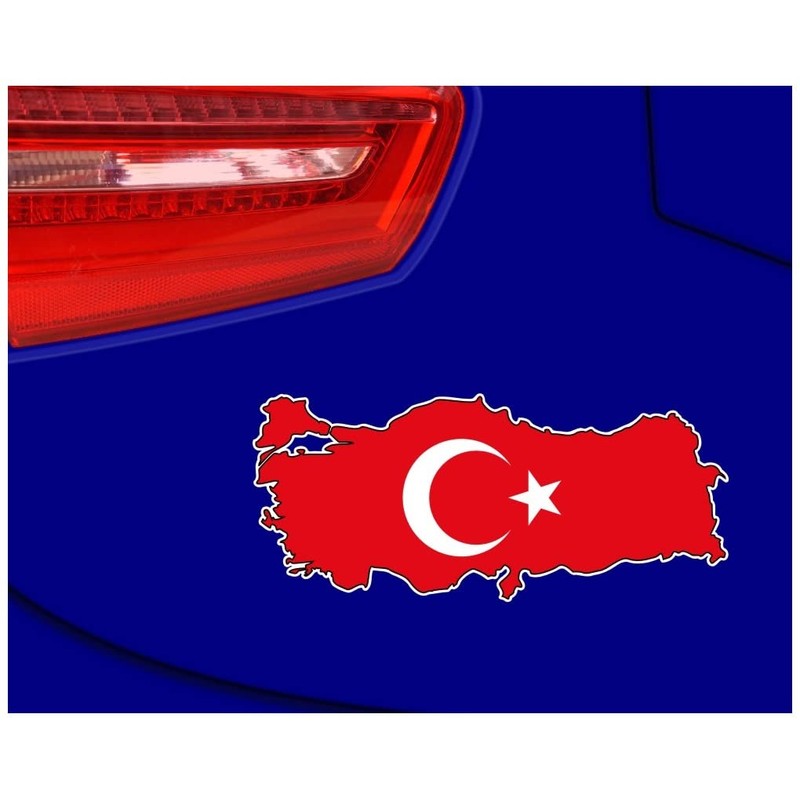 Samunshi® Turkey Car Sticker in National Colours 10 x 4.4