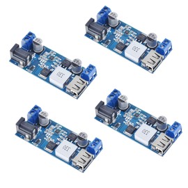 iHaospace 4 x DC-DC 24V/12V to 5V 5A Step Down Converter, Voltage Converter 24V to 12V Step Down Power Supply Buck Converter Module with USB Port DC Plug Terminal Block