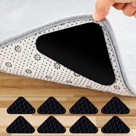 Alluring Non-Slip Mat for Carpet, Pack of 8, Washable and Reusable Non-Slip Underlay, Double-Sided Rug, Anti-Curling Rug, Gripper Keeps Corners Flat, Triangle Non-Slip Mat