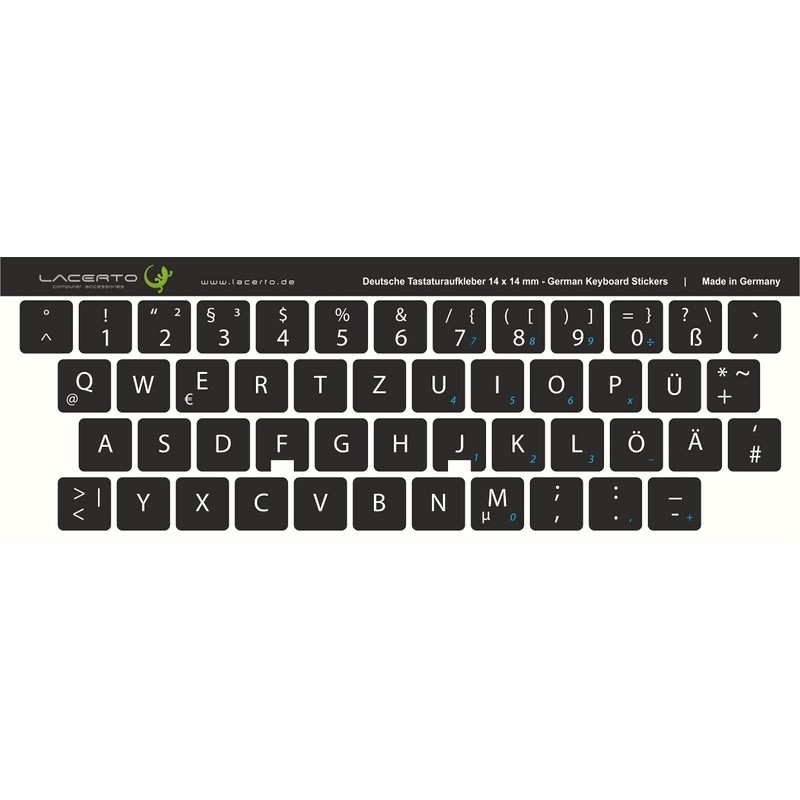 Lacerto® 14 x 14 mm German Sticker Set for PC