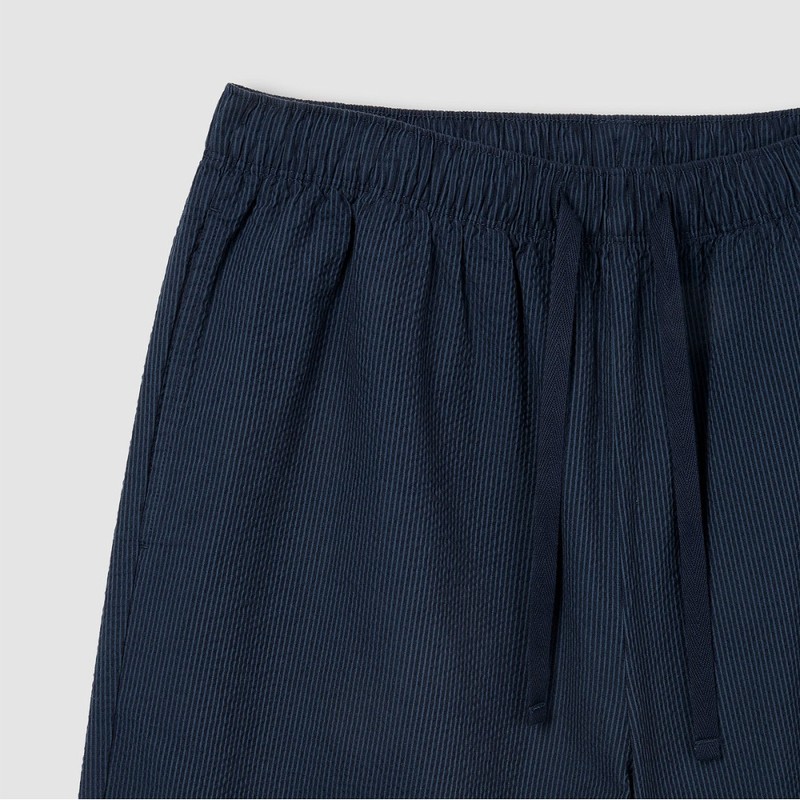 JAJU [JAJU] Men's Cotton Seersucker 5-Length Lounge Pants_Dark Navy