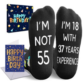 HAPPYPOP 55th Birthday Gifts - Ideal Gifts for 55 Year Old Women Men, 55th Birthday Socks with Greeting Card