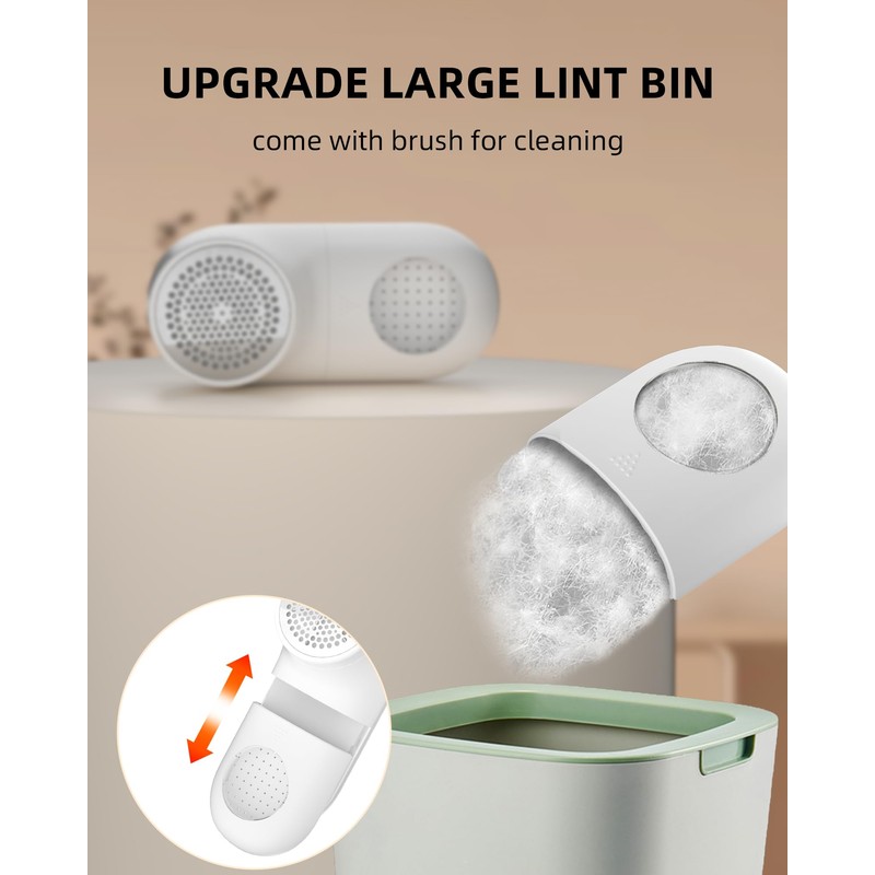Fabric Shaver Lint Remover for Clothes, LED Display, 6-Leaf Blades,