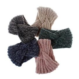 Baluue Woolen Yarn Knitted Hair Band for Women Soft Cross Headwrap Handmade Fashion Hair Accessories for Fall Outfits Comfortable Beige Design