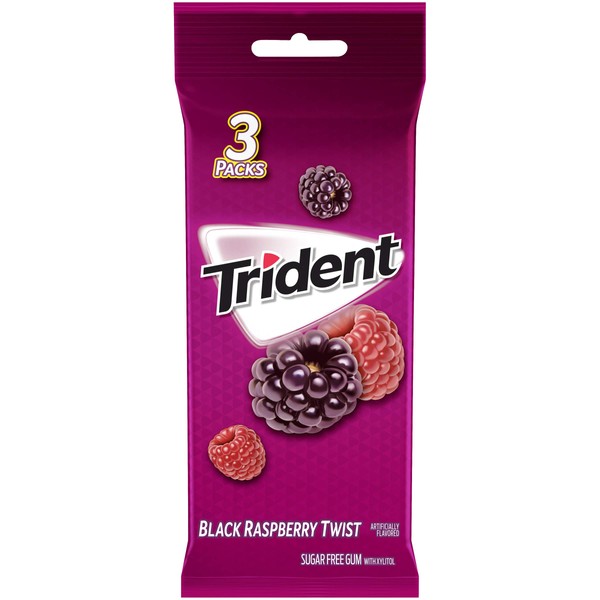 Trident Black Frambuesa Goma sin azúcar – Paquete de 3 (42 piezas en total)