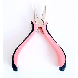 5'' Stainless Steel Pliers Tool for Nano and Micro Hair Extensions Application & Removal (3 Holes Plier) Black & Pink