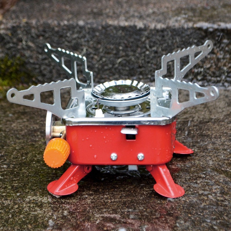 Mini Square Camping Stove Compact Folding Wind Proof Outdoor Backpacking