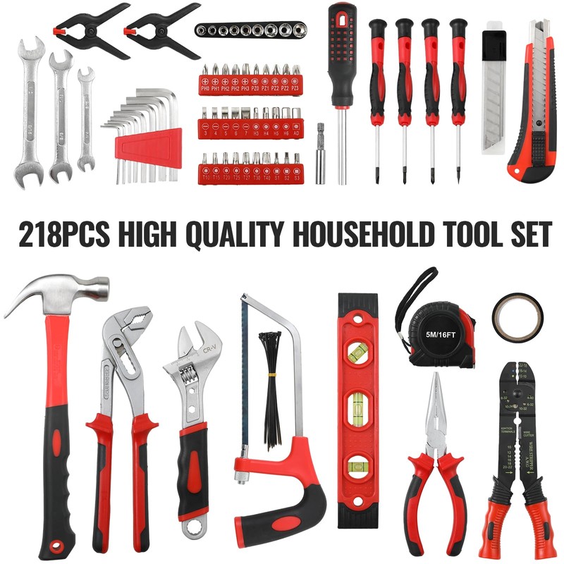 TLGREEN 218 Piece Tool Kit, Tool Set Mechanics Kit, Portable