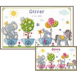 Vervaco Counted Cross Stitch Kit Cute Animal Parade 16.4" x 9.6"