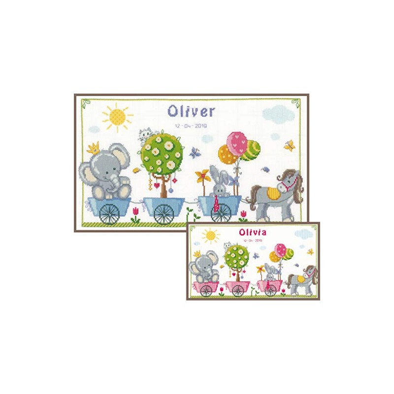 Vervaco Counted Cross Stitch Kit Cute Animal Parade 16.4" x