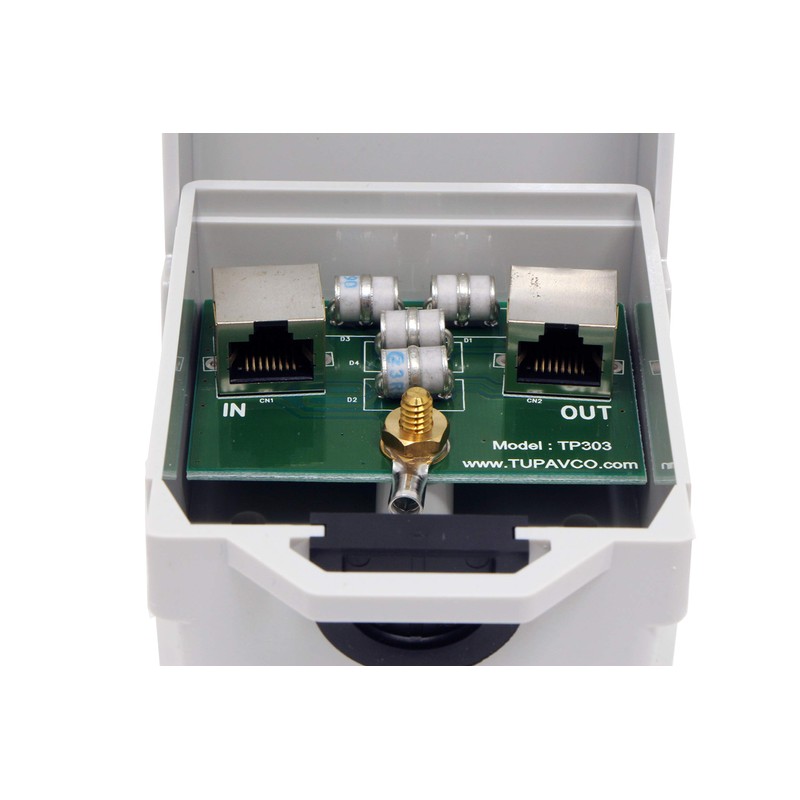 Tupavco TP303 Ethernet Surge Protector Outdoor for PoE+ Gigabit 1000Mbs
