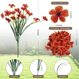 ColoPlay 24 Orange Bundles Artificial Flowers for Outdoors/Indoors Fake Flowers Plants for Indoor Outside Garden Porch Window Box Home Wedding Farmhouse